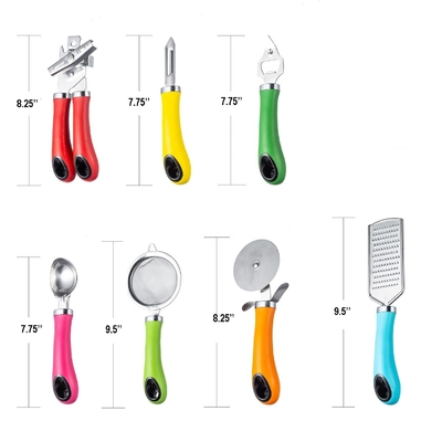 Les appareils de cuisine à domicile 8 PCS accessoires en acier inoxydable avec poignées colorées