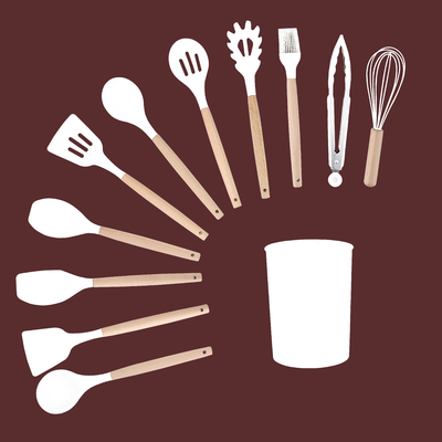 11 pièces d'outils de cuisine en silicone pour cuisiner à haute température à 210 degrés
