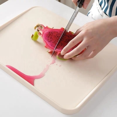 PP Reversible grand plateau de coupe de cuisine avec une poignée facile à saisir et des rainures de jus profondes