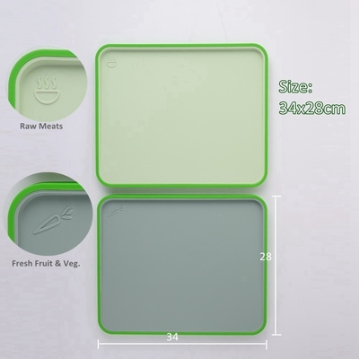PP Reversible grand plateau de coupe de cuisine avec une poignée facile à saisir et des rainures de jus profondes