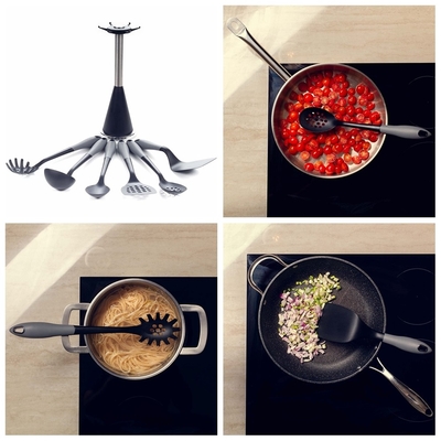 Outils de cuisson en nylon colorés à 6 pièces avec poignées en bois et antiadhésifs pour cuisiner