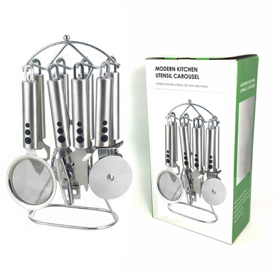 Ensembles d'ustensiles de cuisine avec logo d'impression en soie 201/410 Outils de cuisine en acier inoxydable