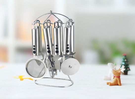 Ensembles d'ustensiles de cuisine avec logo d'impression en soie 201/410 Outils de cuisine en acier inoxydable