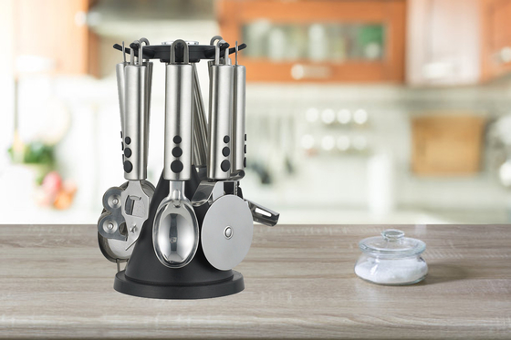 Ensembles d'ustensiles de cuisine avec logo d'impression en soie 201/410 Outils de cuisine en acier inoxydable
