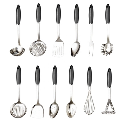 TPR manche en plastique 7 pièces en acier inoxydable ustensiles de cuisine pour tous les ustensiles de cuisine