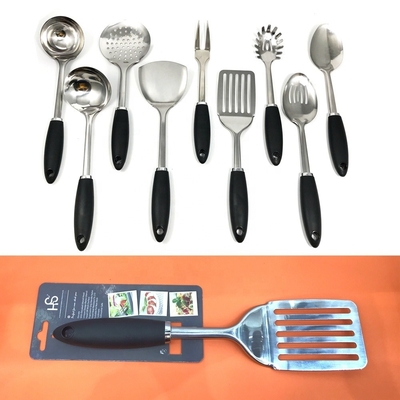 TPR manche en plastique 7 pièces en acier inoxydable ustensiles de cuisine pour tous les ustensiles de cuisine