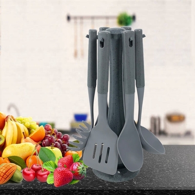 ODM ou OEM Accepté 6 pièces d'ustensiles de cuisine avec support rotatif et poignée ABS en nylon