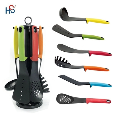 7 pièces d' ustensiles antiadhésifs avec outils de cuisson en silicone résistant à la chaleur et poignée TPR