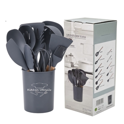 Impression en soie ou logo en relief 12 PCS Utilisateurs de cuisine en silicone avec support en plastique