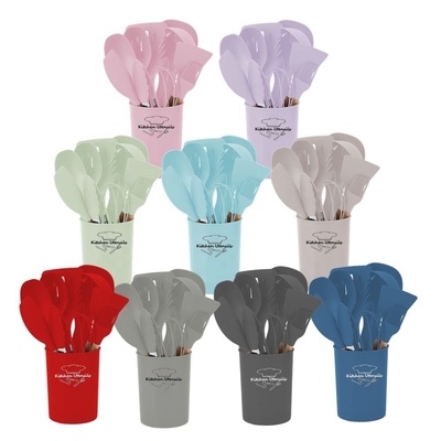 Impression en soie ou logo en relief 12 PCS Utilisateurs de cuisine en silicone avec support en plastique