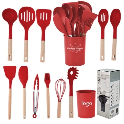 12 PCS Appareils de cuisine en silicone antiadhésif avec support en plastique