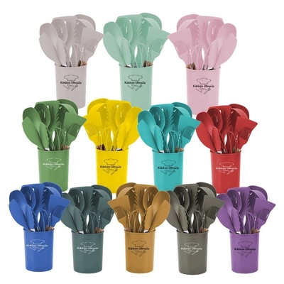 12 PCS Appareils de cuisine en silicone antiadhésif avec support en plastique