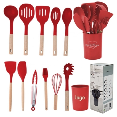 9/10/11/12pcs résistant à la chaleur BPA libre Silicone Outils de cuisine Spatula ensemble N'importe quelle couleur