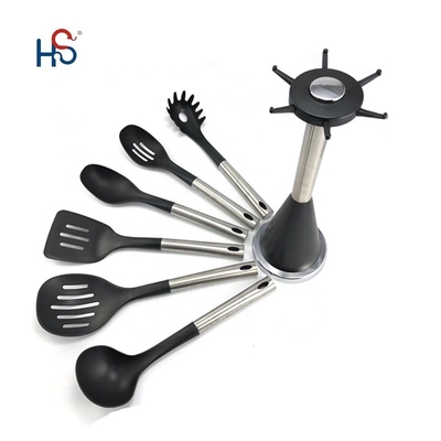 Ensemble d'ustensiles de cuisine en acier inoxydable en 7 pièces, ustensiles de cuisine en nylon et option de logo personnalisé