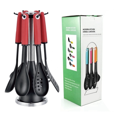 Ensemble de ustensiles de cuisine en nylon imprimé en soie parfait pour les outils de cuisine et les accessoires de cuisine
