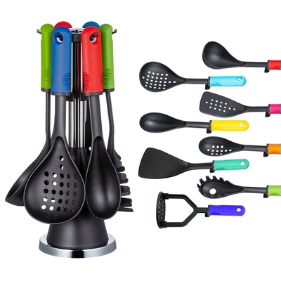 Ensemble d'ustensiles de cuisine de cuisine durable avec support tournant et matériel de poignée TPR PP