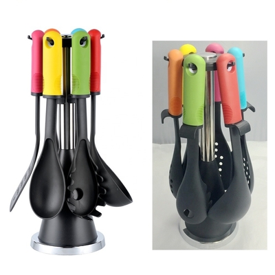Ensemble d'ustensiles de cuisine de cuisine durable avec support tournant et matériel de poignée TPR PP
