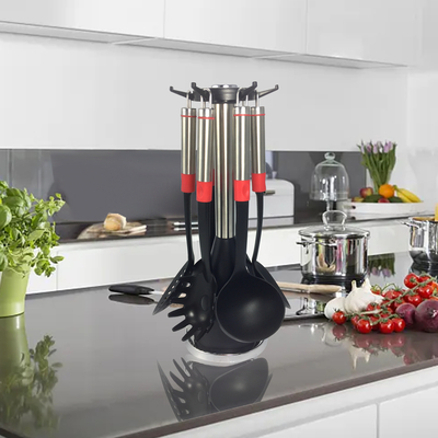 Logo Imprimé Outils de cuisine Ensemble de 7 pièces Outils résistants à la chaleur pour cuisiner polyvalent