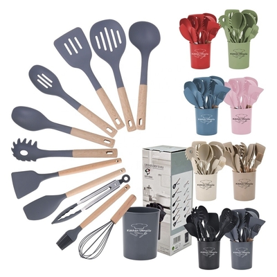 Ensemble d'outils en silicone avec support d'outil résistant à la chaleur jusqu'à 240 °C revêtement antiadhésif