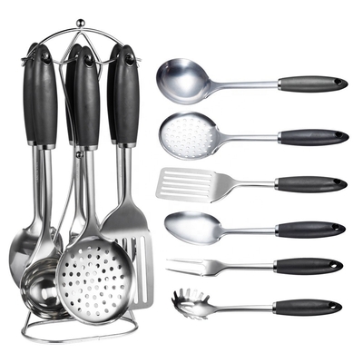 Appareils de cuisine en acier inoxydable à poignée TPR Cuillères pour la maison et les accessoires de cuisine