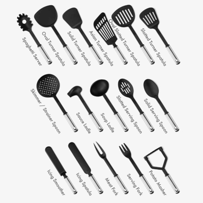 7 pièces d'équipement de cuisine en nylon Ensemble d'accessoires de cuisine sans danger pour cuisiner sans effort