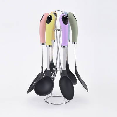 Ensemble d'ustensiles ménagers de cuisine avec outils de cuisson antiadhésifs et poignée en acier inoxydable