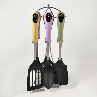 Ensemble d'ustensiles ménagers de cuisine avec outils de cuisson antiadhésifs et poignée en acier inoxydable
