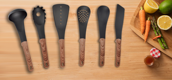 Accessoires de cuisine Appareils de cuisine Non toxiques personnalisés avec des outils de poignée ABS noirs