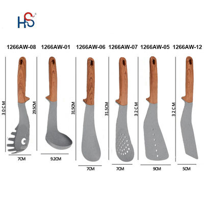 Ensemble de ustensiles de cuisine antiadhésifs certifiés ISO9001 avec poignée et ustensiles de cuisine en bois